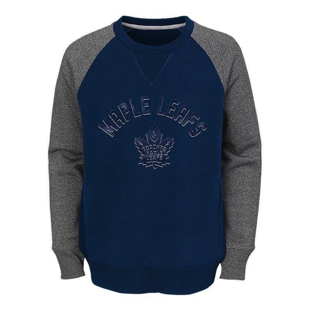 BRAND NEW youth NHL Toronto maple leafs titanium crew neck sweater size L 14-16